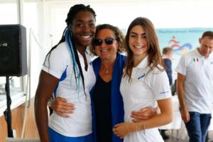 Dorio in compagnia di Rebecca Borga e Daisy Osakue