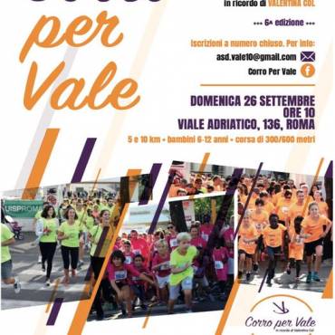 E’ DOMENICA 26 SETTEMBRE LA 6° EDIZIONE DI “CORRO PER VALE”