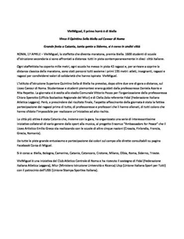 CLASSIFICA VIVIMIGUEL   PRIMA EDIZIONE 2018